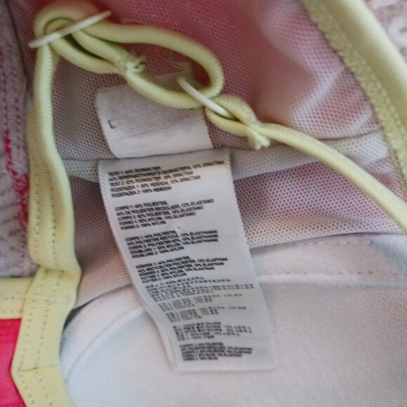 New Balance Sports Bra Size Medium Padded Exercise Workout Pink Yellow - Picture 7 of 8
